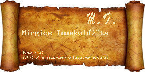 Mirgics Immakuláta névjegykártya